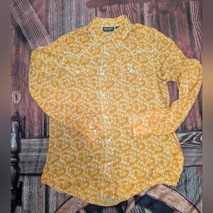 Ladies Wrangler Retro Floral Pearl Snap Blouse